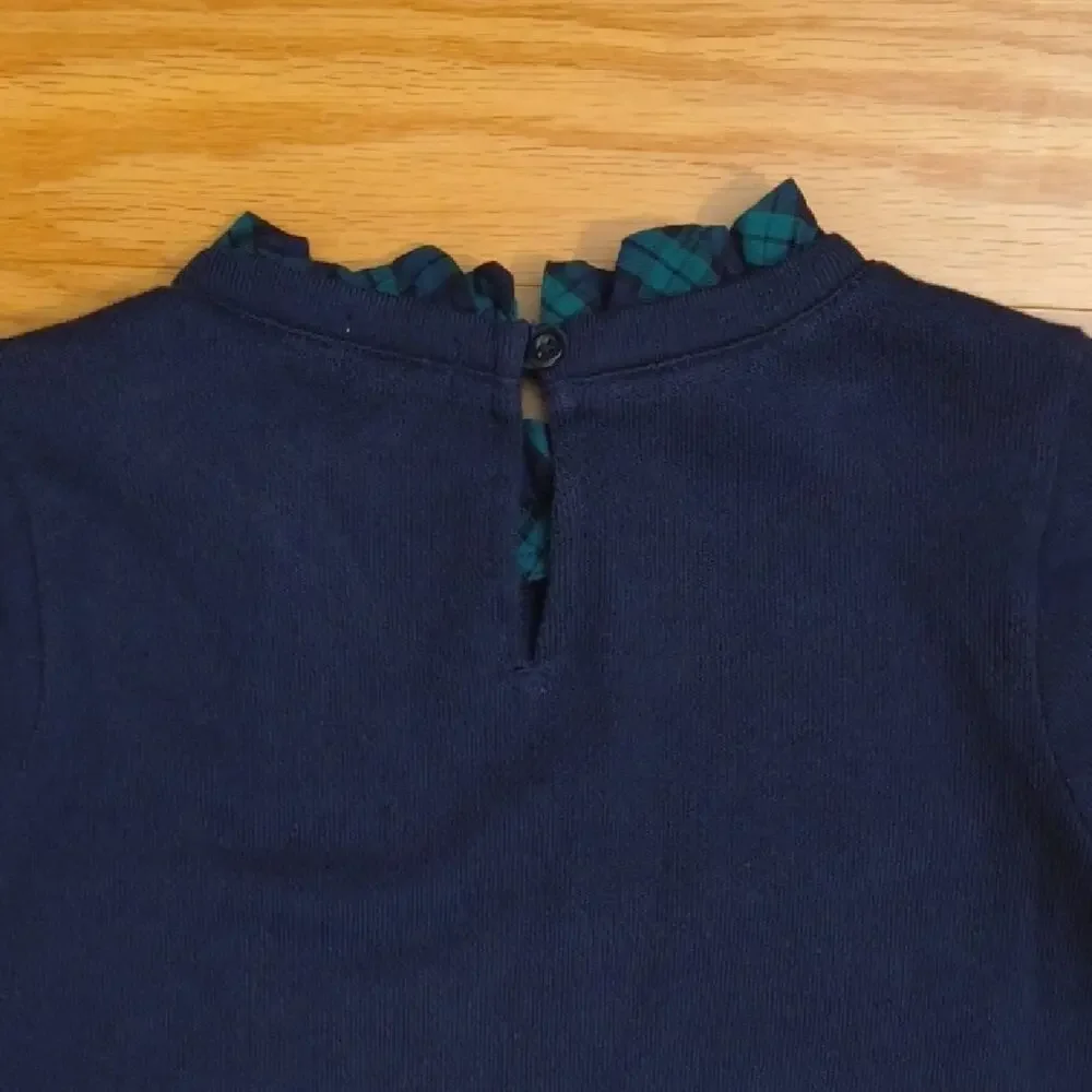 Crewcuts, Navy & Plaid Sweatshirt Dress, Size 10 EUC